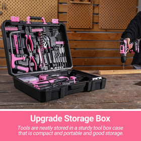 DEKOPRO pink drill with tape measure aids precise measurements