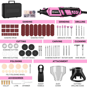 DEKOPRO pink-rotary-tool-flex-shaft illustrates smooth handling during carving.