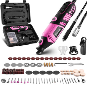 DEKOPRO pink-rotary-tool-front-view emphasizes ergonomic control for precision work.