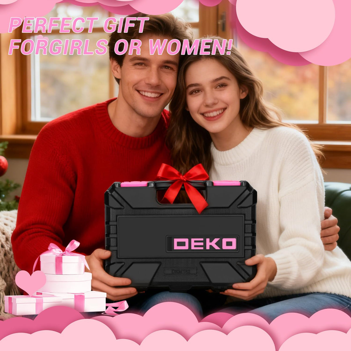 DEKOPRO pink tool set women case closure keeps tools organized
