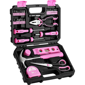 DEKOPRO pink tool set women front view highlights compact design for dorm rooms
