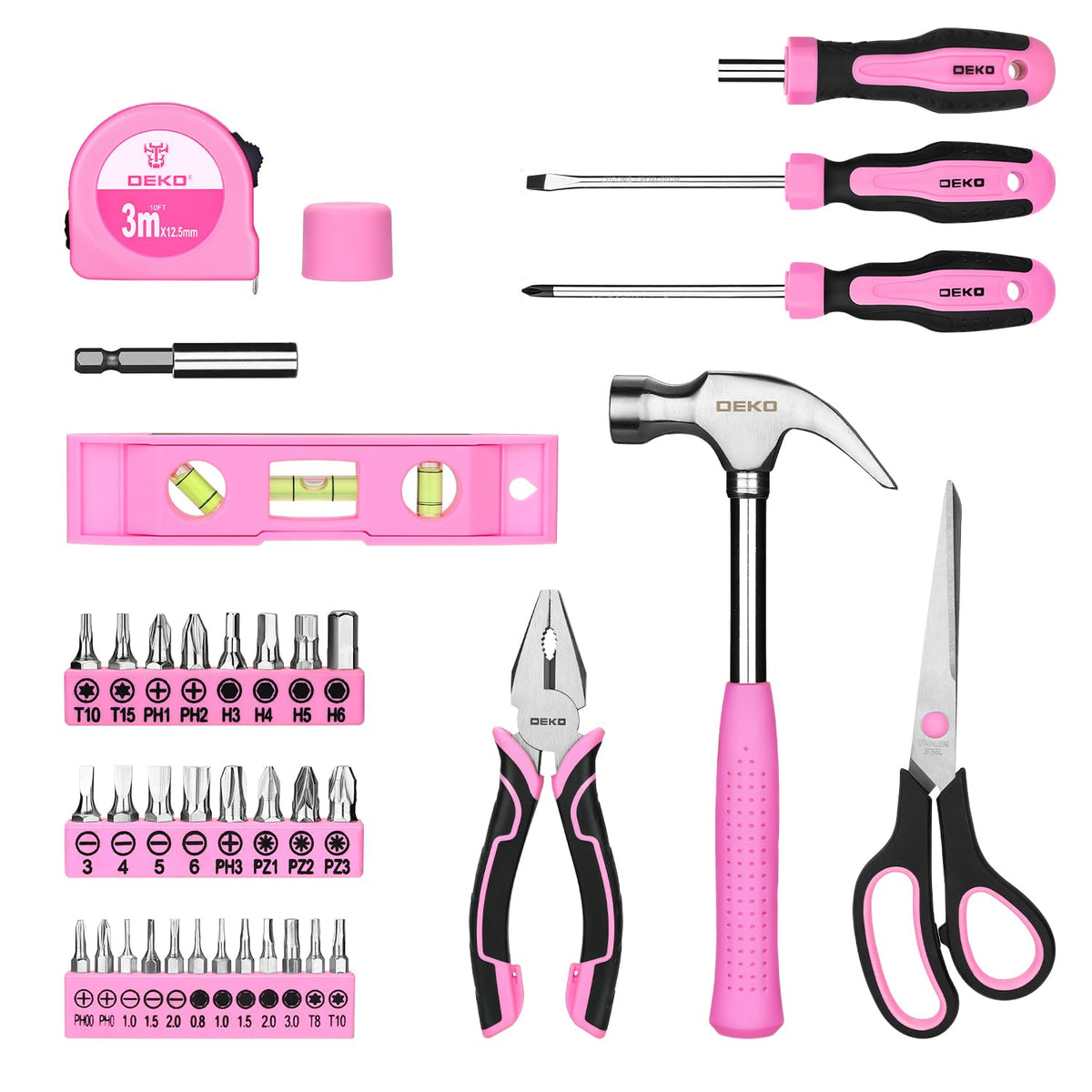 DEKOPRO pink tool set women hammer and pliers ideal for quick repairs
