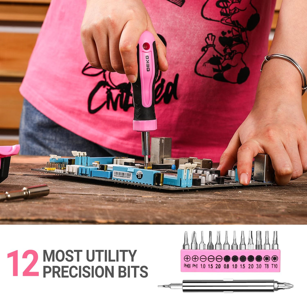 DEKOPRO pink tool set women level helps measure straight lines