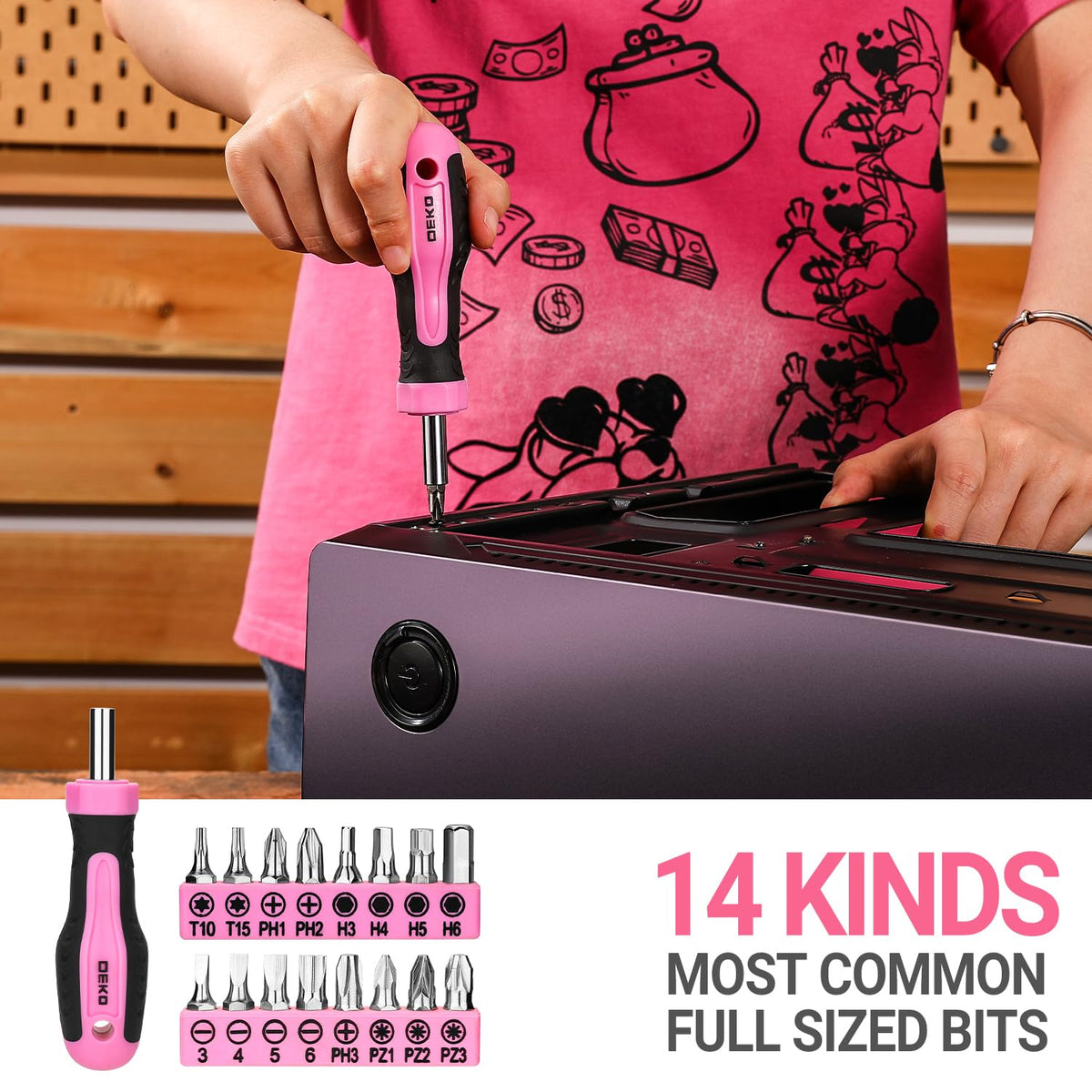 DEKOPRO pink tool set women screwdrivers enable simple adjustments