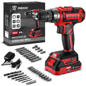 DEKOPRO cordless drill red side view, ideal for light DIY projects.