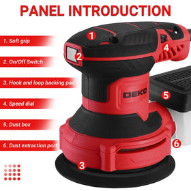DEKOPRO sander motor at 14,000 RPM delivers fast, consistent material removal.