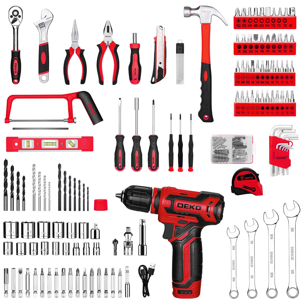 DEKOPRO screwdriver and wrench set neatly organized in case