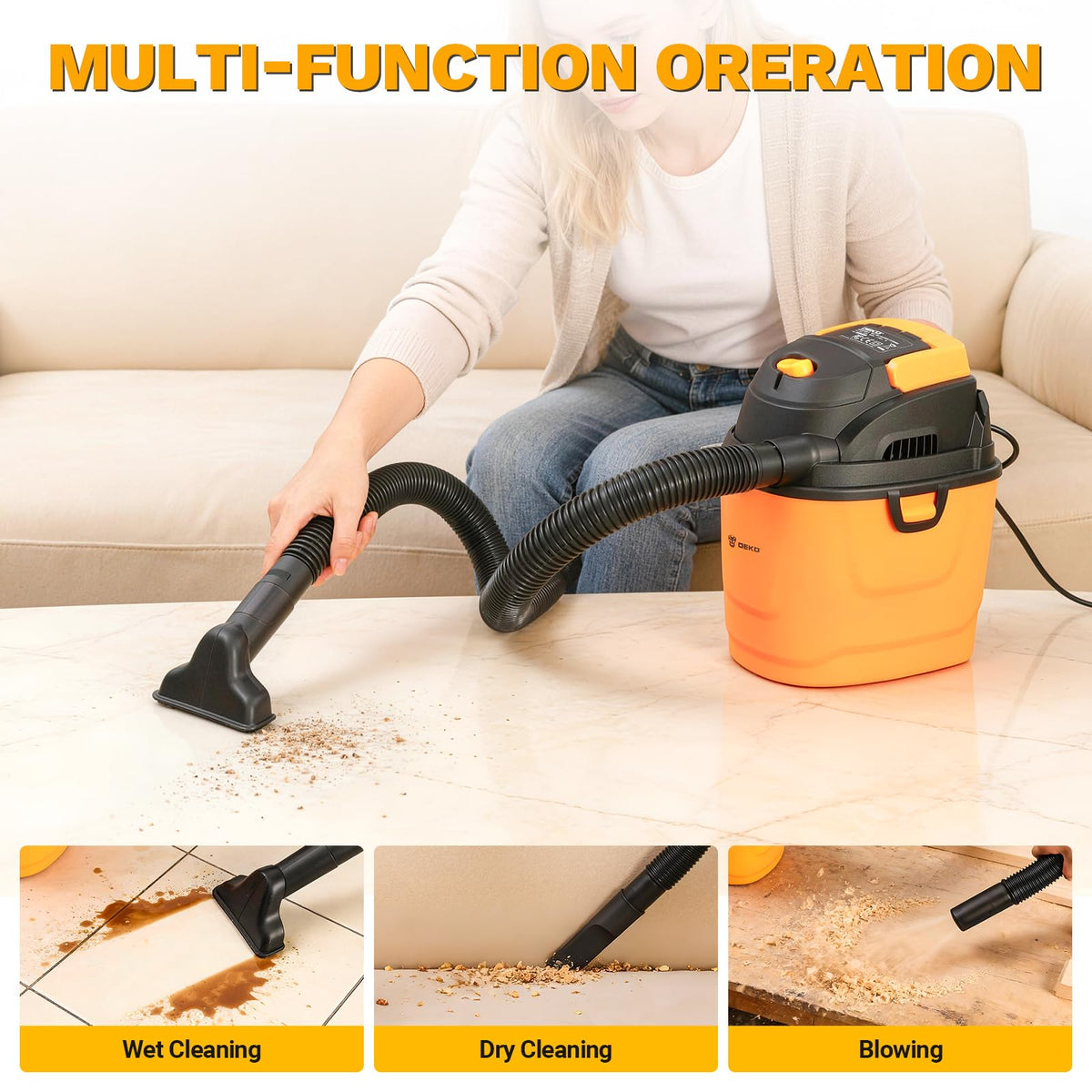 Vacuum cord and hose reach for tight spaces like under car seats