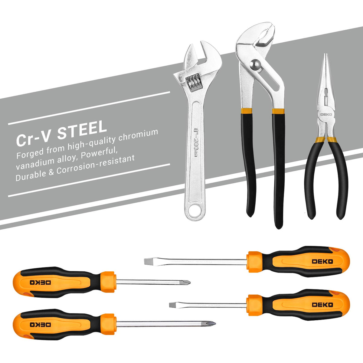 DEKOPRO socket wrench collection laid out for quick automotive tasks