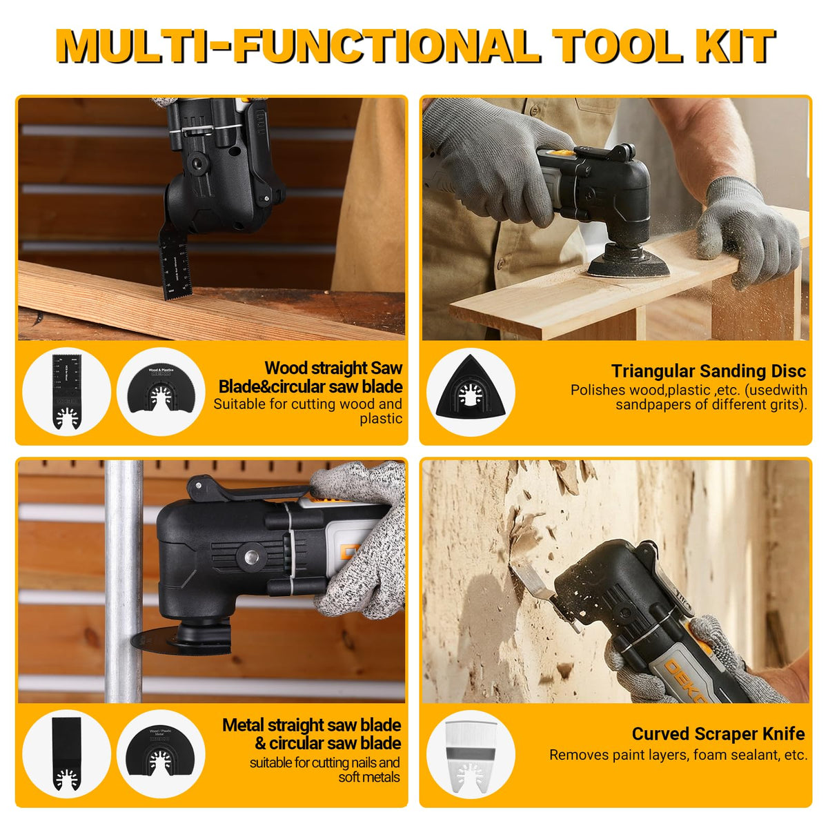 Triangle and scraper blades extend detailing and scraping capabilities