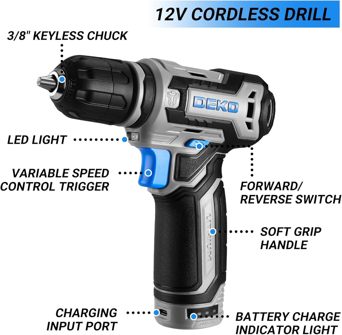 DEKOPRO Type-C charging drill keeps you powered during home installations.