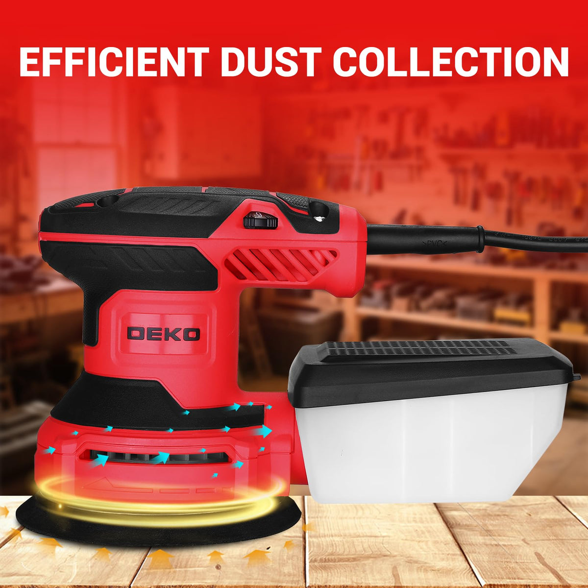 DEKOPRO variable-speed control supports six settings for diverse materials.
