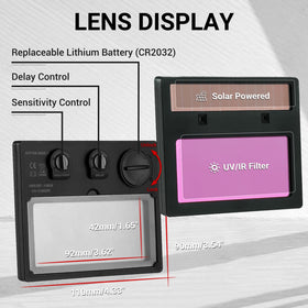 DEKOPRO welding helmet solar powered battery with replaceable CR2032 for long sessions