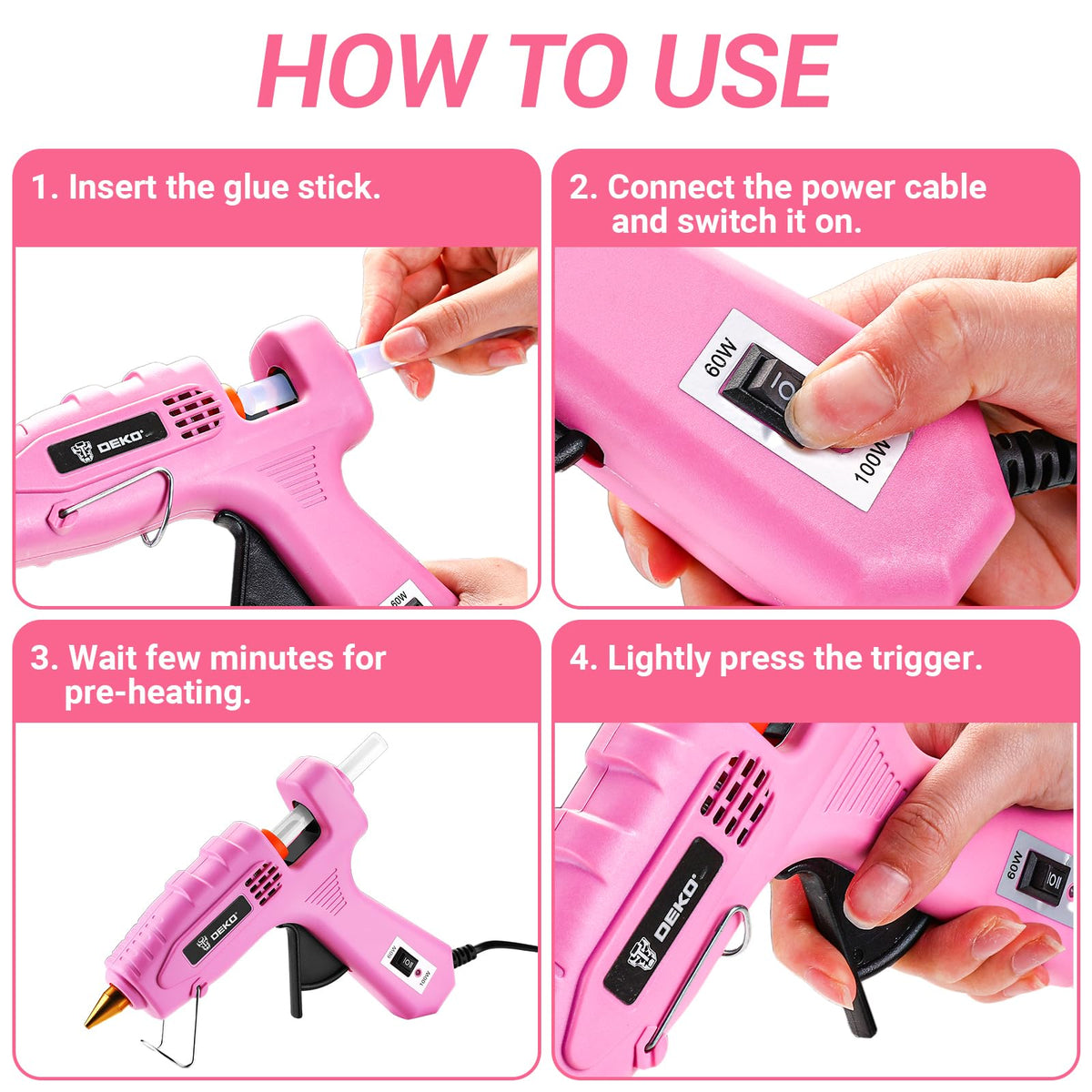 DEKOPRO versatile glue gun for wood, fabric, and more
