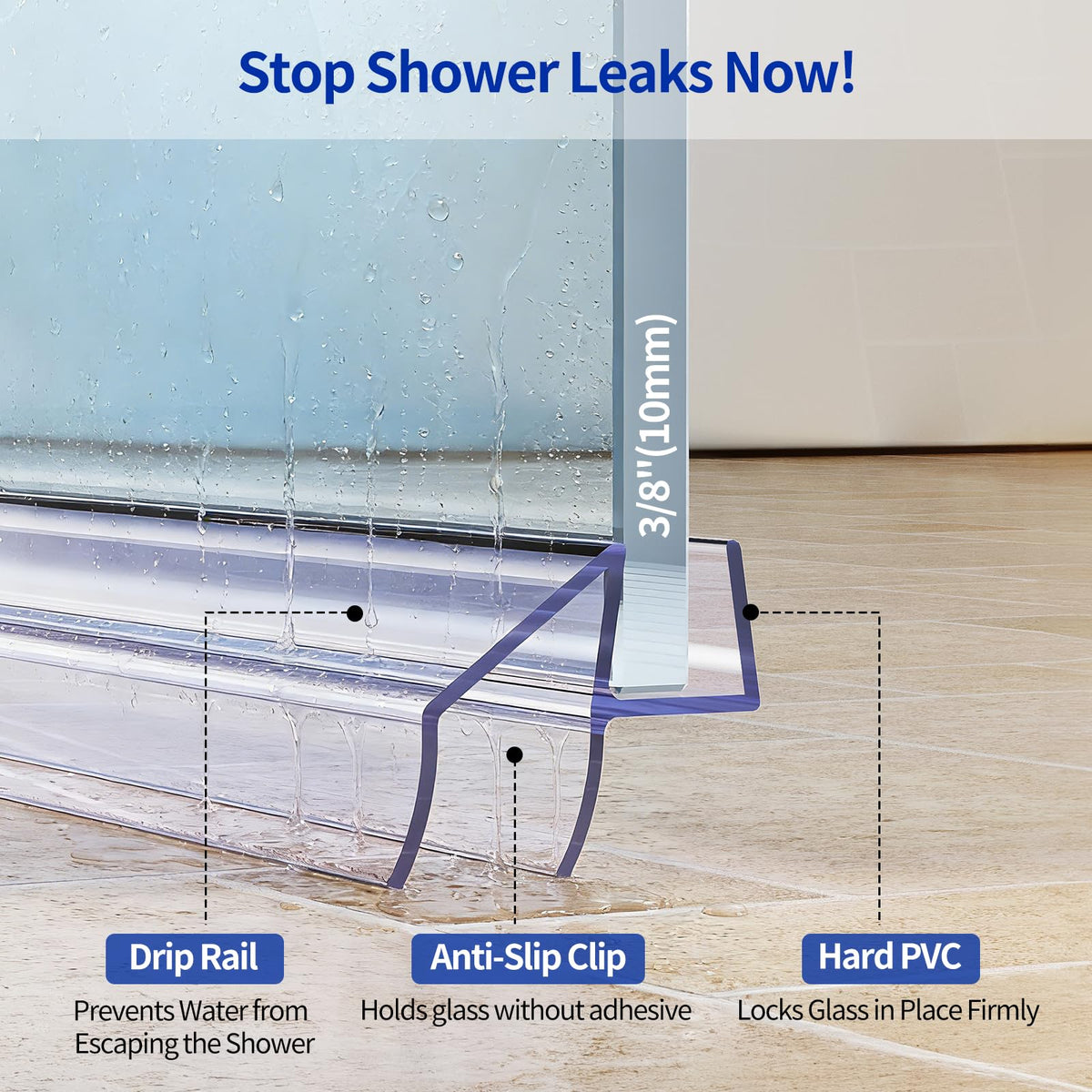 Delamu burr-free edge protects shower floor and door edges