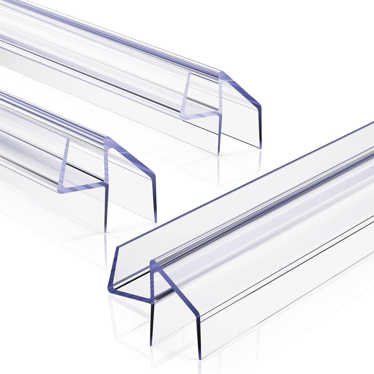 Delamu 3Pack bottom seal for 3/8 inch frameless doors in clear finish prevents leaks