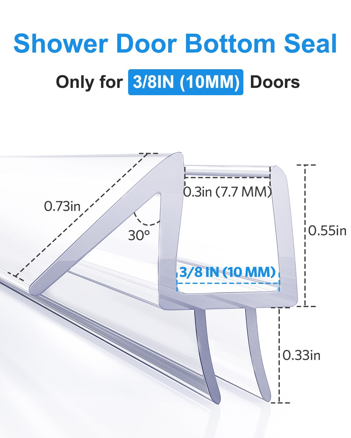 Frameless door sweep seals 39-inch length for DIY trimming and precise sizing.