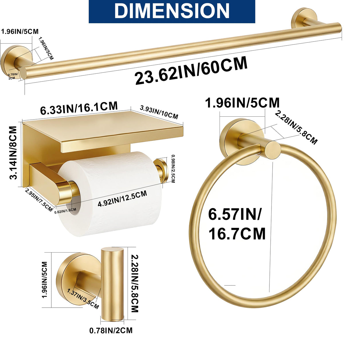 Delarkusi brushed gold installation guide image showing simple DIY setup
