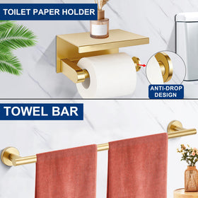 Delarkusi brushed gold wall-mounted towel hook saves space and adds style