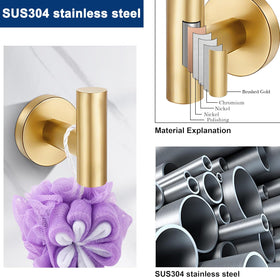 Delarkusi brushed gold hand towel ring adds quick-dry convenience