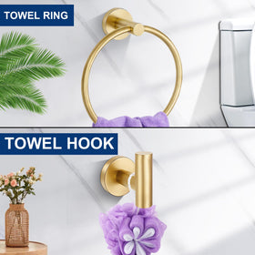 Delarkusi brushed gold bathroom hardware set crafted from SUS304 stainless steel