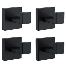 Delarkusi matte black towel hook square wall mount for towels in a modern bathroom.