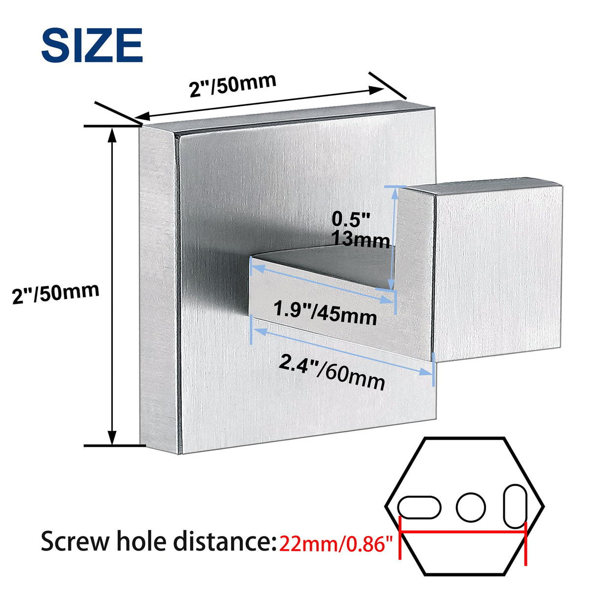 Delarkusi square heavy-duty hook brushed nickel blends with modern decor