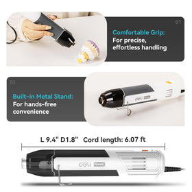 DELI mini heat gun 6-foot cable provides flexible reach during projects