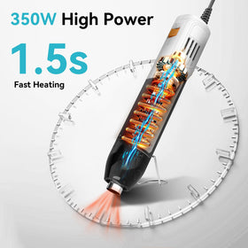 DELI mini heat gun reflector nozzle set enhances even heating for crafts