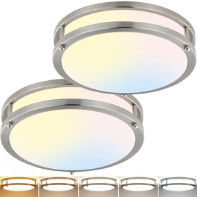 Delightown 2-pack 10-inch flush mount ceiling light close-up, bright, even illumination for versatile spaces.