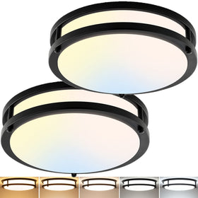 Delightown 2-pack 10-inch LED flush-mount light in black for bright kitchens.