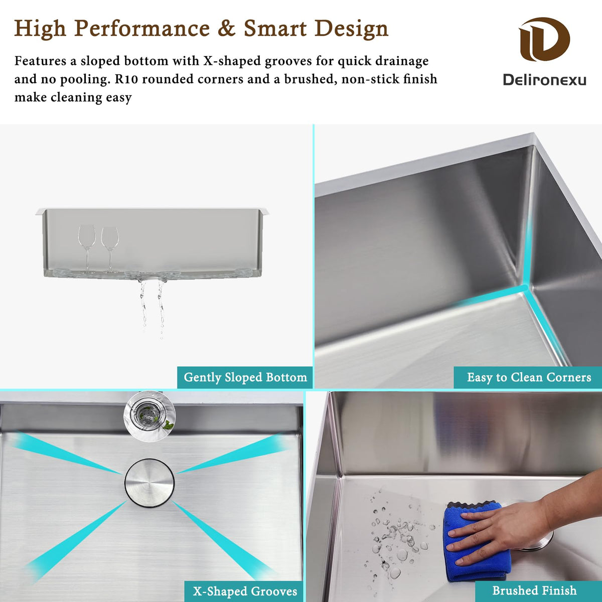 Delironexu fast drainage system minimizes pooling for quick cleanup