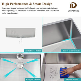 Delironexu fast drainage system minimizes pooling for quick cleanup