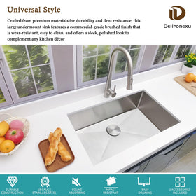Delironexu single bowl design maximizing workspace and easy cleaning