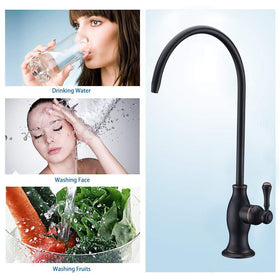 Delle Rosa rotating gooseneck spout for flexible water direction.