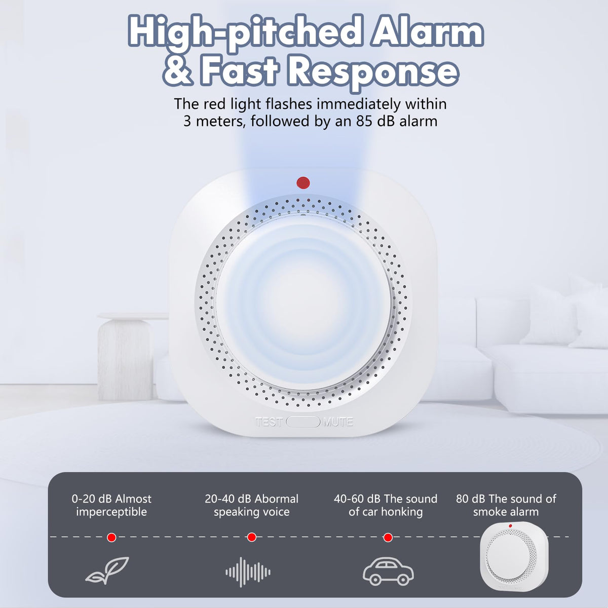 Deller Smoke Detector mounted with adhesive top option for versatile installation.