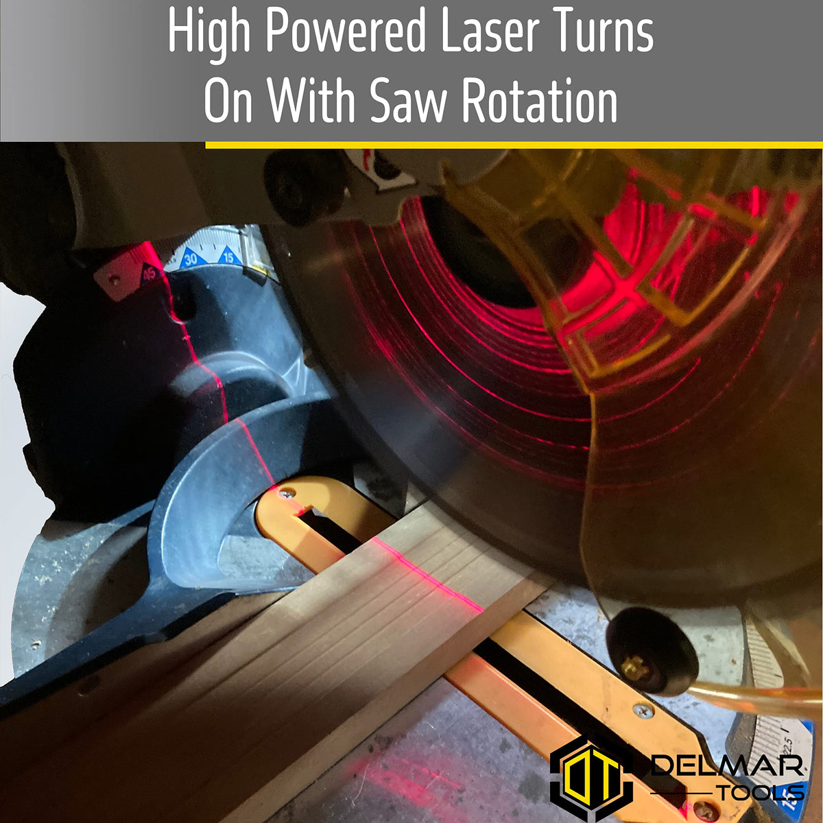 Delmar Tools bright laser line beside the blade for precise alignment