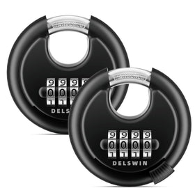 DELSWIN 4-Digit Disc Lock body closeup highlights rugged alloy construction and rust resistance.