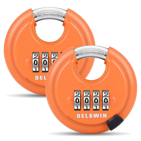 DELSWIN 4-Digit Disc Padlock dial close-up, ideal for securing gates and sheds.