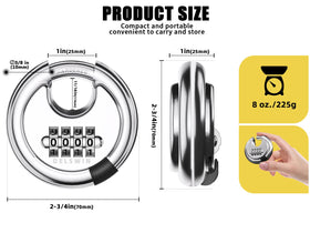 DELSWIN disc padlock close-up emphasizing shackle robustness.