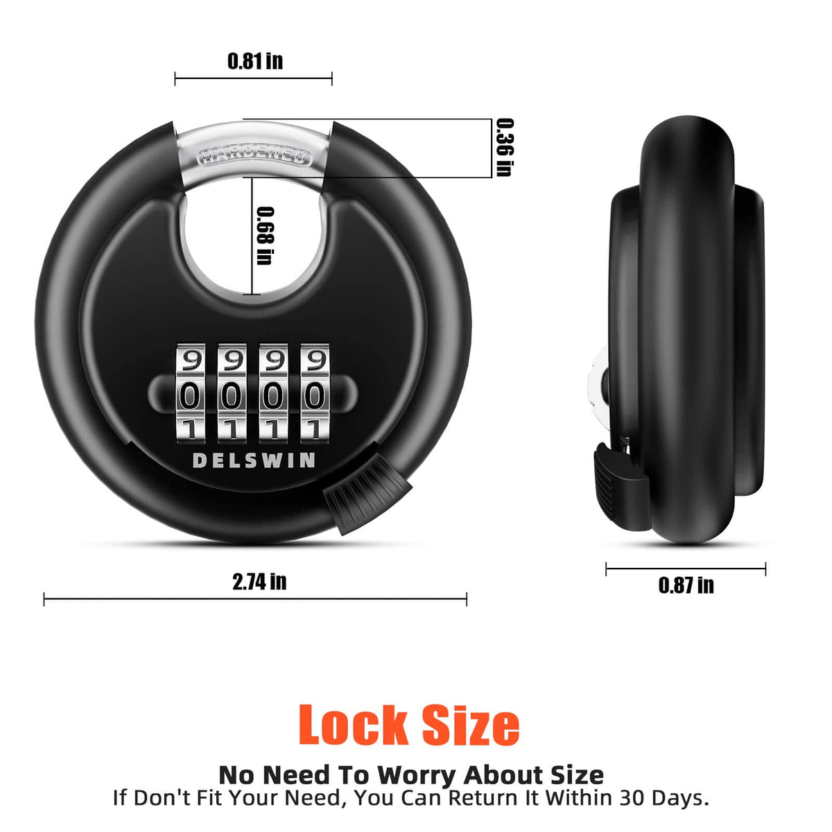 DELSWIN round shielded design reduces shackle exposure for stronger security.