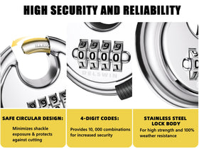 DELSWIN round shielded design reduces shackle exposure for security.