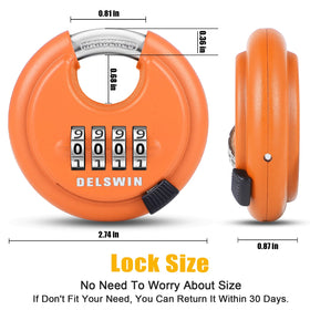DELSWIN weatherproof outdoor padlock, resists rain and corrosion.