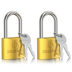 DELSWIN weatherproof padlock with brass body for outdoor security.