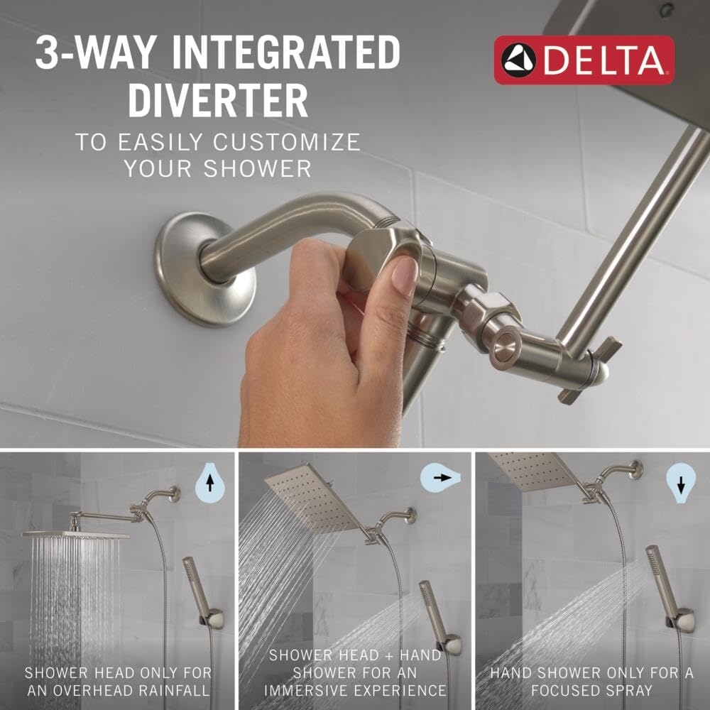 Delta 3-way diverter lets you switch between rain head, handheld, or both