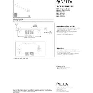 Delta 41824-BL shower grab bar for balance near tub or toilet.
