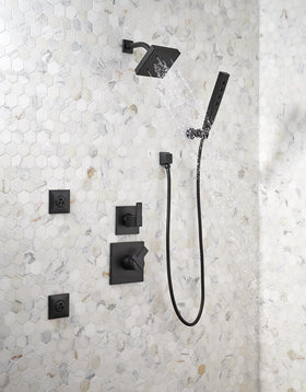 Delta Matte Black finish complements fixtures with a bold, contemporary contrast.