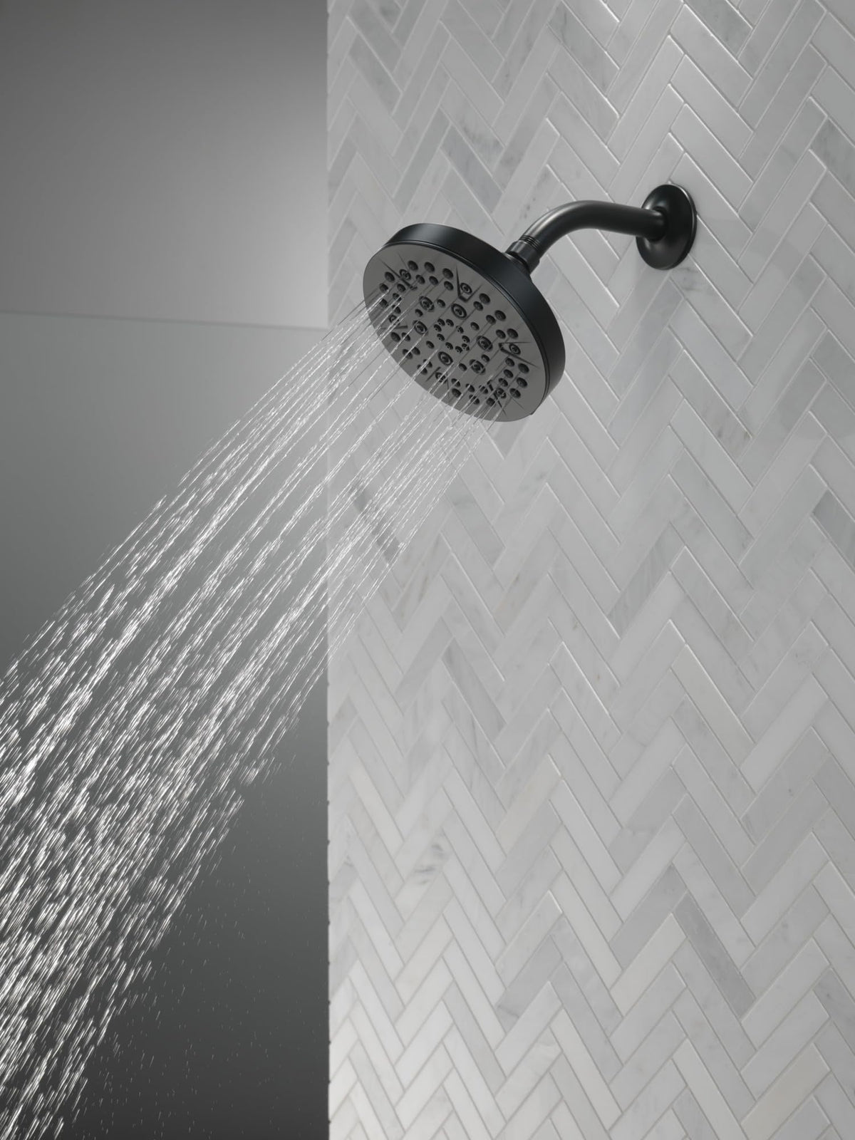 Delta 52535-BL matte black shower head design with warranty.
