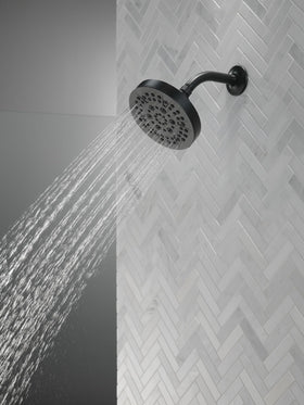 Delta 52535-BL matte black shower head design with warranty.