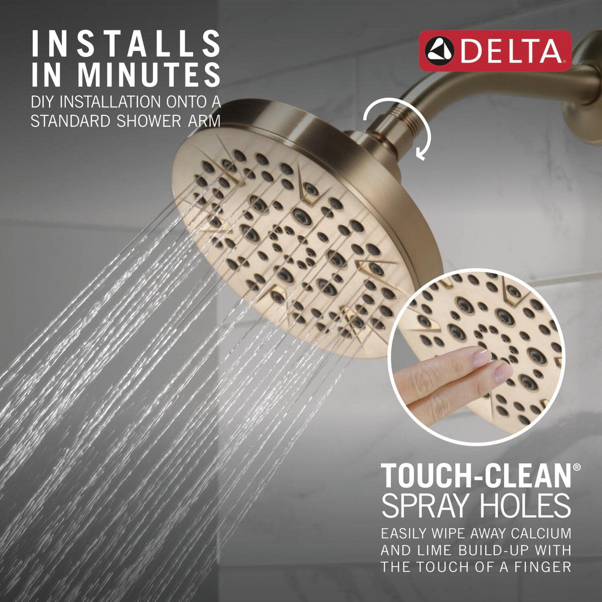 Pause setting detail on the Delta 52535CZ for water-saving lathering tasks.
